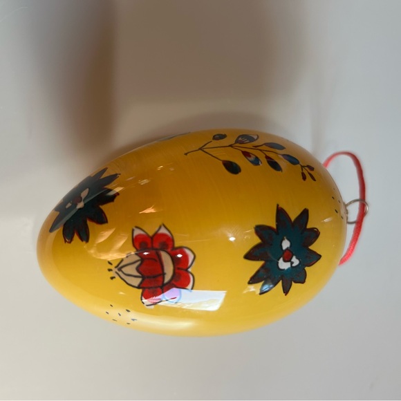 Pierre Deux Christmas Vintage Glass Yellow Floral Ornament - Picture 4 of 5